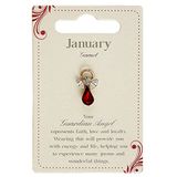 Guardian Angel Broche, januari geboortesteen engel badge met granaat rode edelsteen, cadeau voor dames en heren, reversspeldjes, gouden-one size unisex zilver