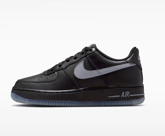 Nike Air Force 1 Lage Sneakers Unisex Leer Zwart/Grijs Maat 38