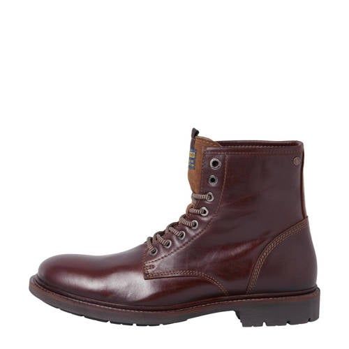 JACK & JONES leren veterboots bruin