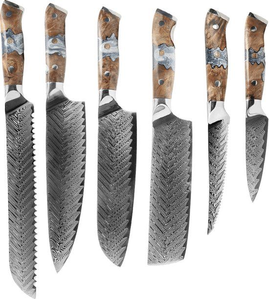 Shinrai Japan Eclipse Series 6-delige Damascus Messenset