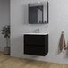 Saniclass Chaci Meuble de salle de bain - 60x46x55cm - lavabo en céramique blanc - 1 vasque ovale - 1 trou de robinet - 2 tiroirs - armoire miroir - noir mat