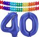 Folat Ballon d'anniversaire en aluminium - 40 ans - bleu - 86 cm - ballon chiffre grand - incl 2x guirlandes de fête