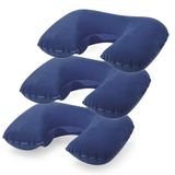 Merkloos / Sans marque Nekkussen - 3x - Opblaasbaar - Blauw - 43 x 26,5 cm - Auto, Trein of Vliegtuig - Reiskussen