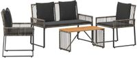 vidaXL - Bank Loungeset - Polyrattan - Grijs en Donkergrijs - 2 zitplekken