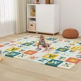 Tapis de jeu bébé réversible 200x180cm – tapis d'éveil pliable double face – matériau XPE – imperméable et facile à nettoyer