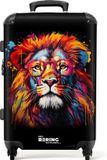 NoBoringSuitcases.com® - Koffer groot - Rolkoffer lichtgewicht - Kleurrijke leeuw in graffiti stijl - Reiskoffer met 4 wielen - Grote trolley XL - 20 kg bagage