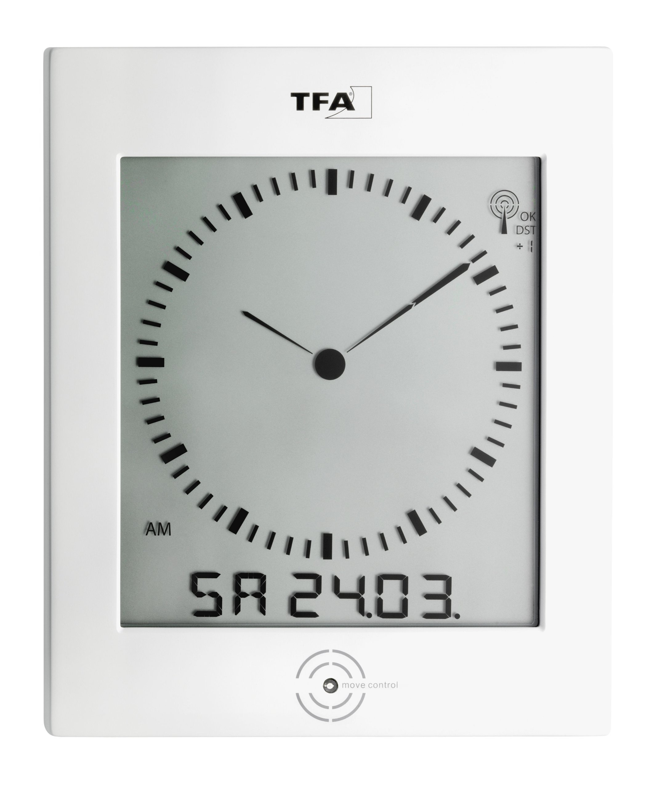 TFA TFA - Digitale Funk-Wandklok mit analogem Zifferblatt und Raumklima DIALOG 60.4506 - weiÃŸ