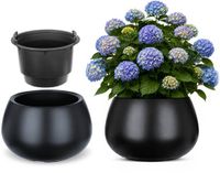 KADAX Bloempot met binnenpot, plastic sierpot vorstbestendig voor bloemen en planten, staand antraciet 42x27cm