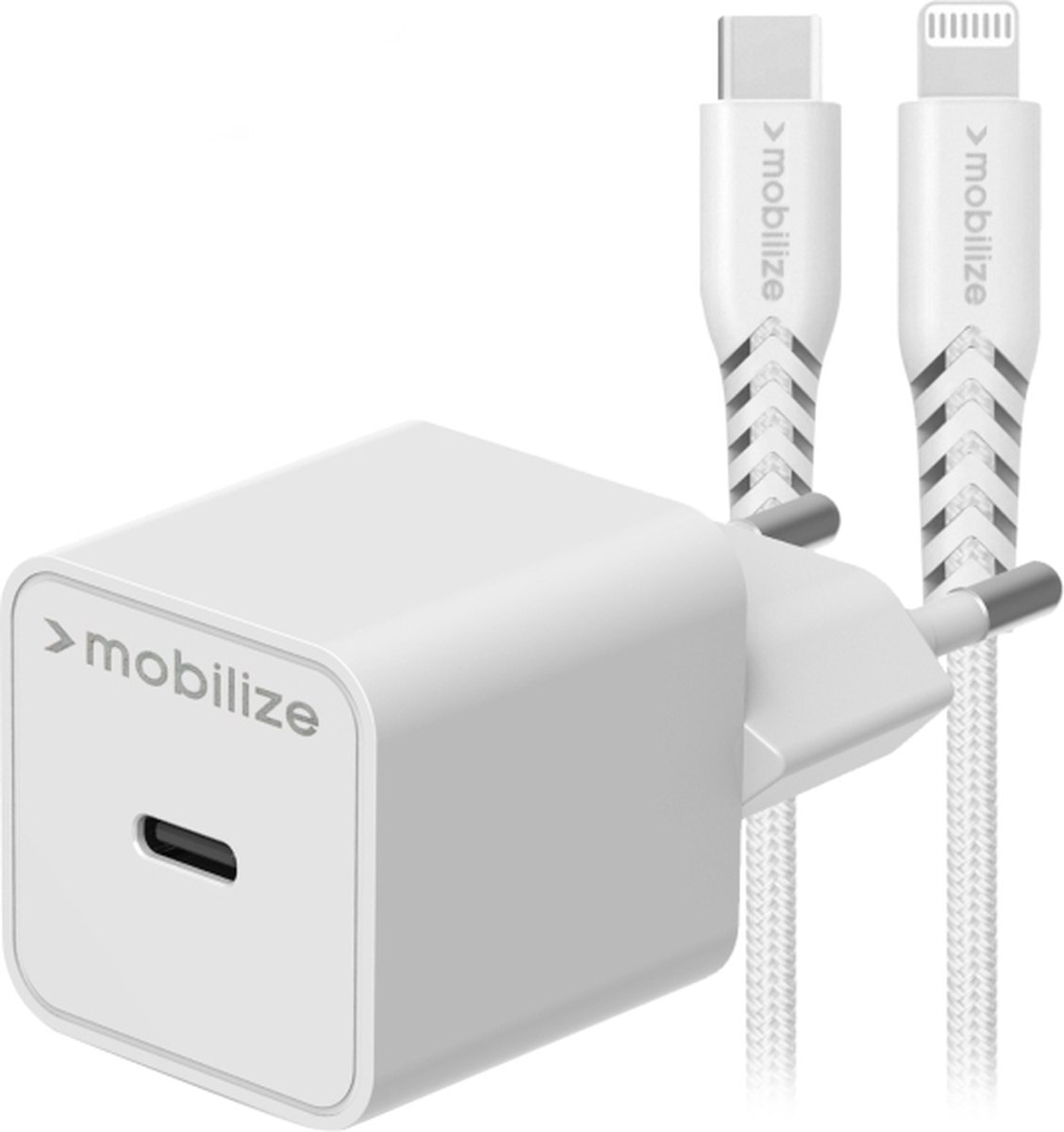 Mobilize USB-C Snellader 20W + USB-C-Lightning Kabel Wit