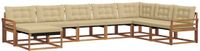 vidaXL - Bank loungeset - 8 zitplekken - Natuurlijk en beige - Massief acacia hout