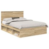 vidaXL Bedframe Sonoma Eiken 140 x 200 cm Massief grenenhout