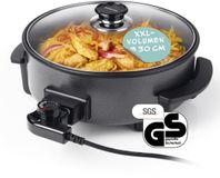 Gourmetmaxx Elektrische pizzapan met thermostaat, glazen deksel en antiaanbaklaag