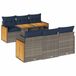 vidaXL 7-delige loungeset met kussens, poly rotan, acacia, grijs