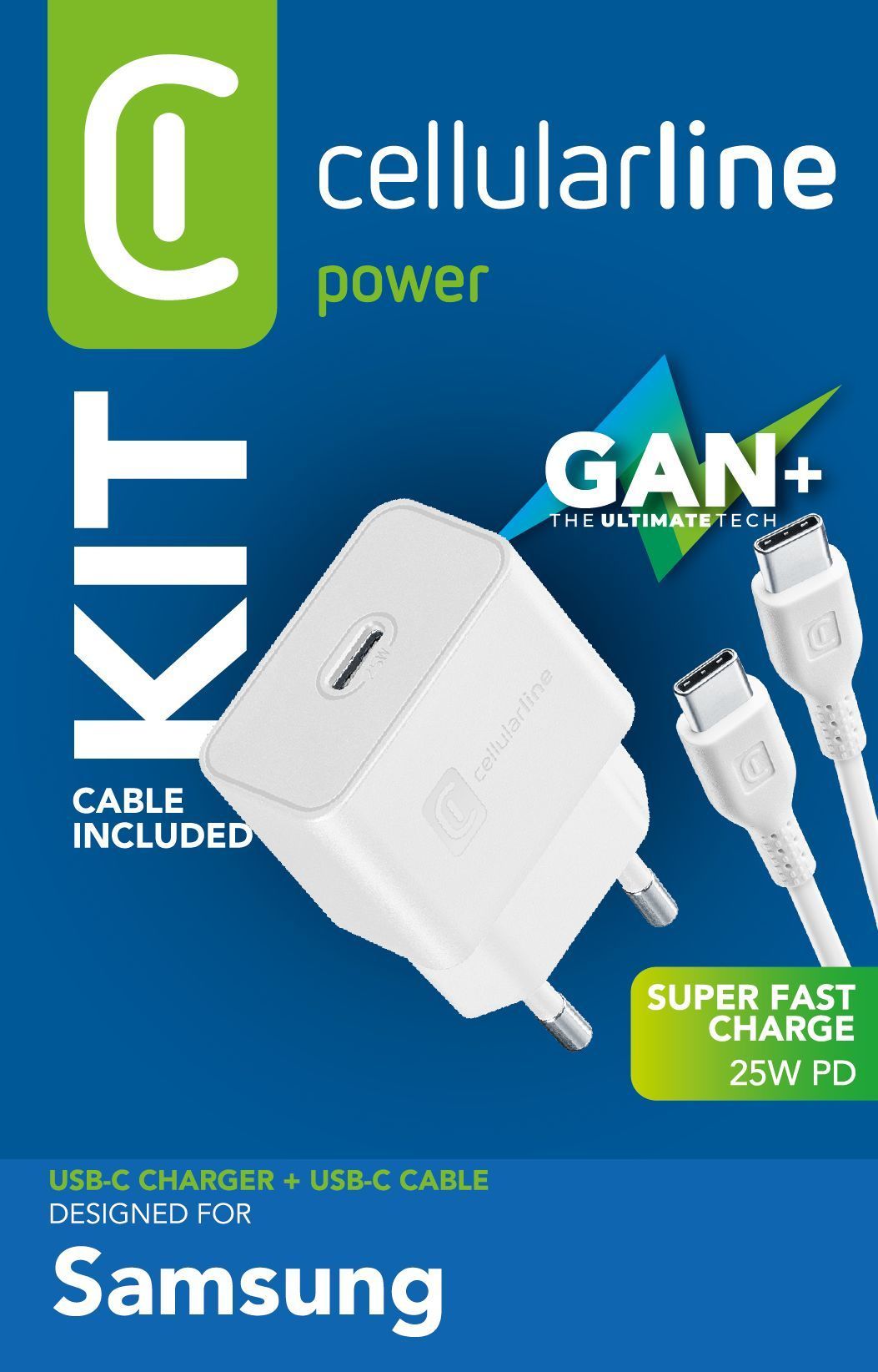 Cellularline 25W USB-C PD Charger Kit - White