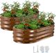 VEVOR Metalen Verhoogd Tuinbed, Set van 2, 120x60x30 cm, Aluminium, Diepe houtnerf