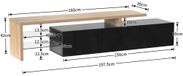 Meuble TV - Meuble moderne pour la télévision - Naturel/Noir - Fabriqué en MDF et verre - Cadre en bois - Espace de rangement pratique