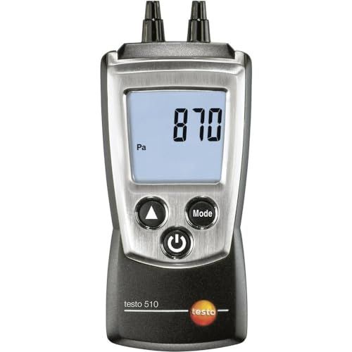 Testo 0560 0510 510 handige differentiële drukmeter, inclusief beschermkap, kalibratieprotocol en batterijen