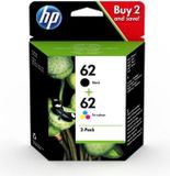 HP 62 inktpatronen, multipack, zwart, drie kleuren, origineel