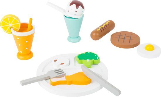 Small Foot Lunchset 14-delig Houten Speelgoedkeukenaccessoires Multicolor