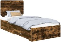 vidaXL Bedframe met lade Rook Eiken 100 x 200 cm Bewerkt hout