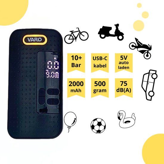 Varo Luchtpomp - 8 volt - 2000 mAh