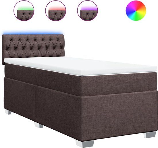 vidaXL Boxspring met matras stof donkerbruin 80x200 cm