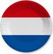 Merkloos / Sans marque Dh Konzept Gmbh Nederland wegwerp bordjes - 30x stuks - Holland/ Koningsdag versiering - D23 cm - papier - rood wit blauw