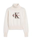 Calvin Klein Jeans Pull col Homme S Coton Gris/Rouge/Blanc