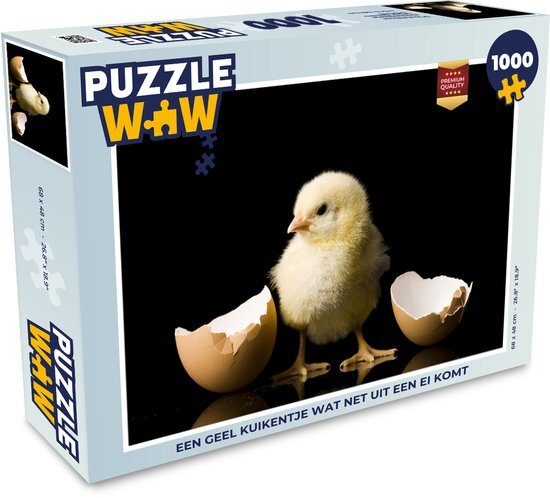 MuchoWow Puzzel Een geel kuikentje wat net uit een ei komt - Legpuzzel - Puzzel 1000 stukjes volwassenen