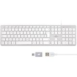 Bluestork QWERTY toetsenbord met kabel voor Mac, concave en stille toetsen | QWERTY ES met Ñ, bekabelde, stille concave toetsen, 13 multimedia-ingangen, USB/USB-C-adapter, wit, compatibel met Mac