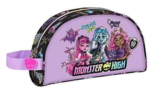 Safta Monster High Toilettas voor kinderen, aanpasbaar, ideaal voor kinderen van 5 tot 14 jaar, comfortabel en veelzijdig, kwaliteit en duurzaamheid, 26 x 16 x 9 cm, zwart