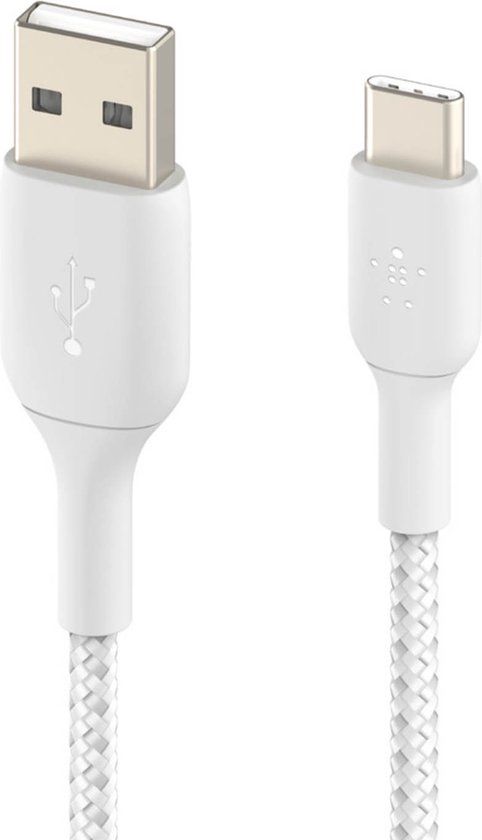 Belkin Braided USB-C naar USB kabel - 0,15m - Wit