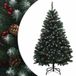 vidaXL Kunstkerstboom met scharniersysteem 150 cm PVC Groen en Wit
