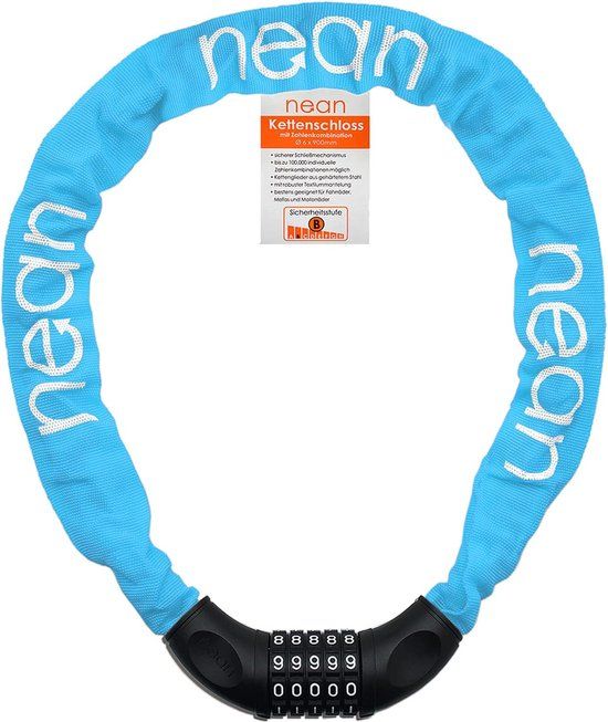 Fietsslot - Cijferslot - 90cm - Neonblauw