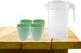 Koopman International Carafe à eau avec couvercle 1L avec 4 gobelets en plastique vert