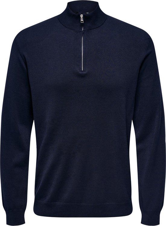 ONLY & SONS ONSWYLER LIFE REG 14 HALF ZIP KNIT NOOS Heren Trui - Dark Navy - Maat S