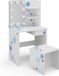 Vicco Kinder kaptafel Schneeflocke, Wit, 54.8 cm met spiegel, LED-lichtslinger en bank