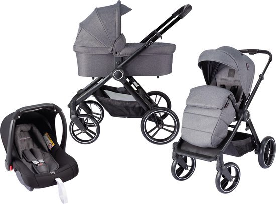 Born Lucky Kinderwagen 3 in 1 Riva - Grijs grijs