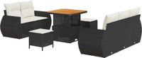 vidaXL Tuinbank Set 8-delig Zwart Polyrattan
