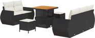 vidaXL Banc de jardin 8 pièces noir polyrattan