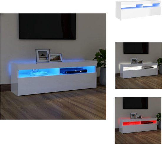 vidaXL Tv-meubel met LED-verlichting 120x35x40 cm hoogglans wit