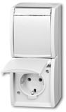 Busch-Jaeger Prise Schuko® double avec champ d'inscription avec volet rabattable 16 A blanc alpin - ocean® (20-02 EWN-54)