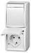 Busch-Jaeger Prise Schuko® double avec champ d'inscription avec volet rabattable 16 A blanc alpin - ocean® (20-02 EWN-54)
