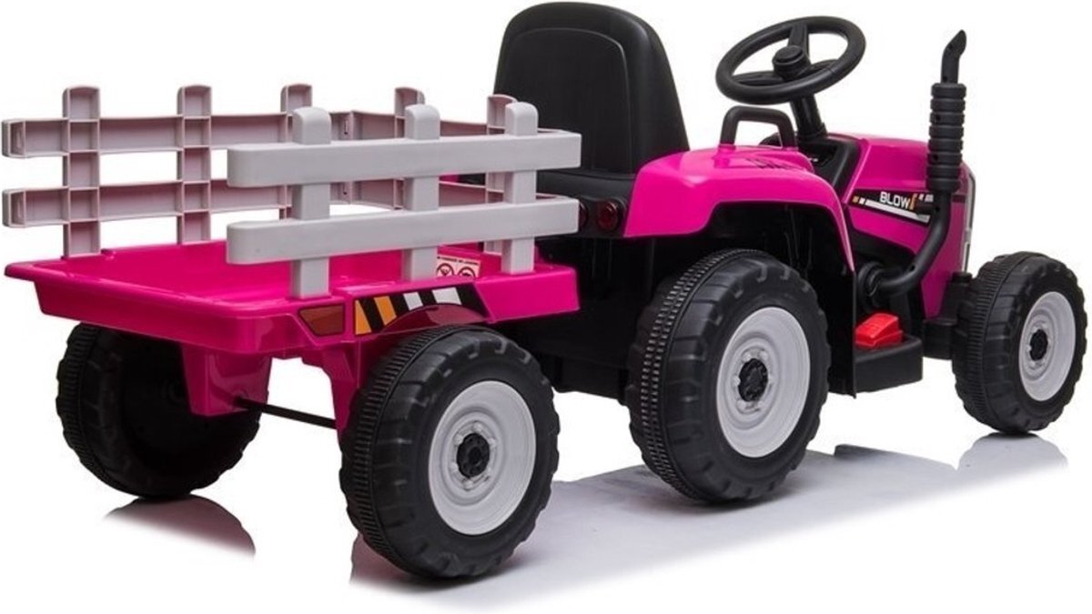 Viking Choice Elektrische tractor ride-on – Roze – Met aanhanger