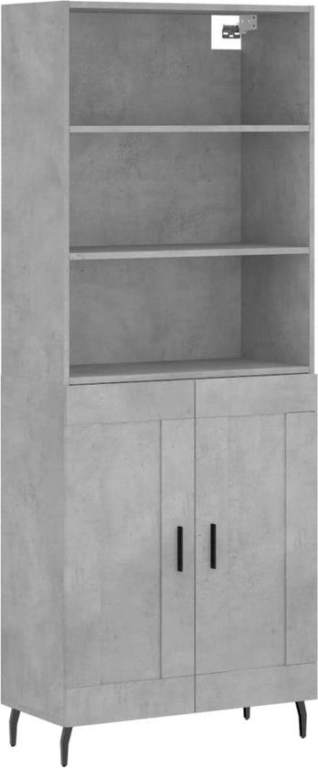 vidaXL Hoge kast 69,5x34x180 cm bewerkt hout betongrijs