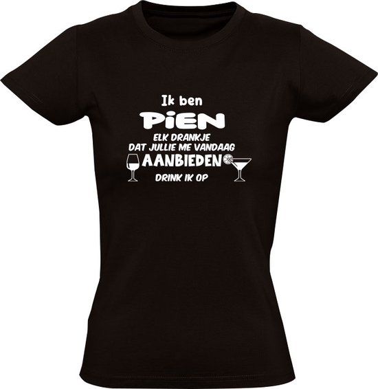 Sol's Zwart Dames T-shirt Ik ben Pien 2XL | Katoen