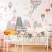 Ambiance Sticker Kinderstickers met Scandinavische bergen en grappige dieren, 120 x 180 cm