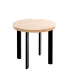 HAKU Bijzettafel rond eiken licht zwart MDF metaal - Maat: H 46 cm x Ø 50 cm