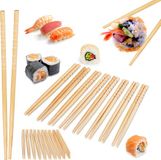 Merkloos Relaxdays Sushi Stokjes - Set van 50 Paar - Herbruikbaar - Bamboe - Natuur