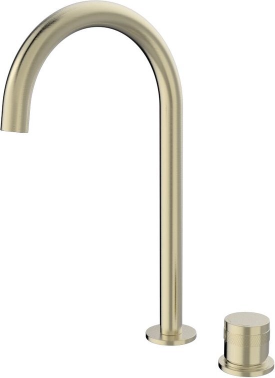 Blaufoss Pavilion Curve verhoogde 2-gats wastafelkraan brushed champagne gold